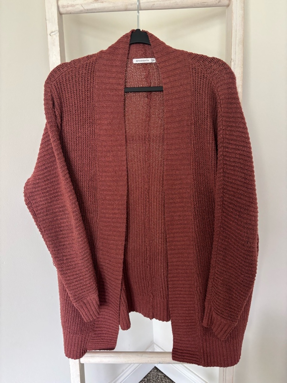 Staccato Open-Front Chunky Cardigan Sweater - Rust Brown